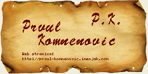 Prvul Komnenović vizit kartica